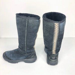 Ugg Classic Tall II Tasman Braid Boots, Black, Women's 5, Braid Back Sheepskin